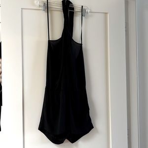 BCBG Maxaziria open back halter black romper